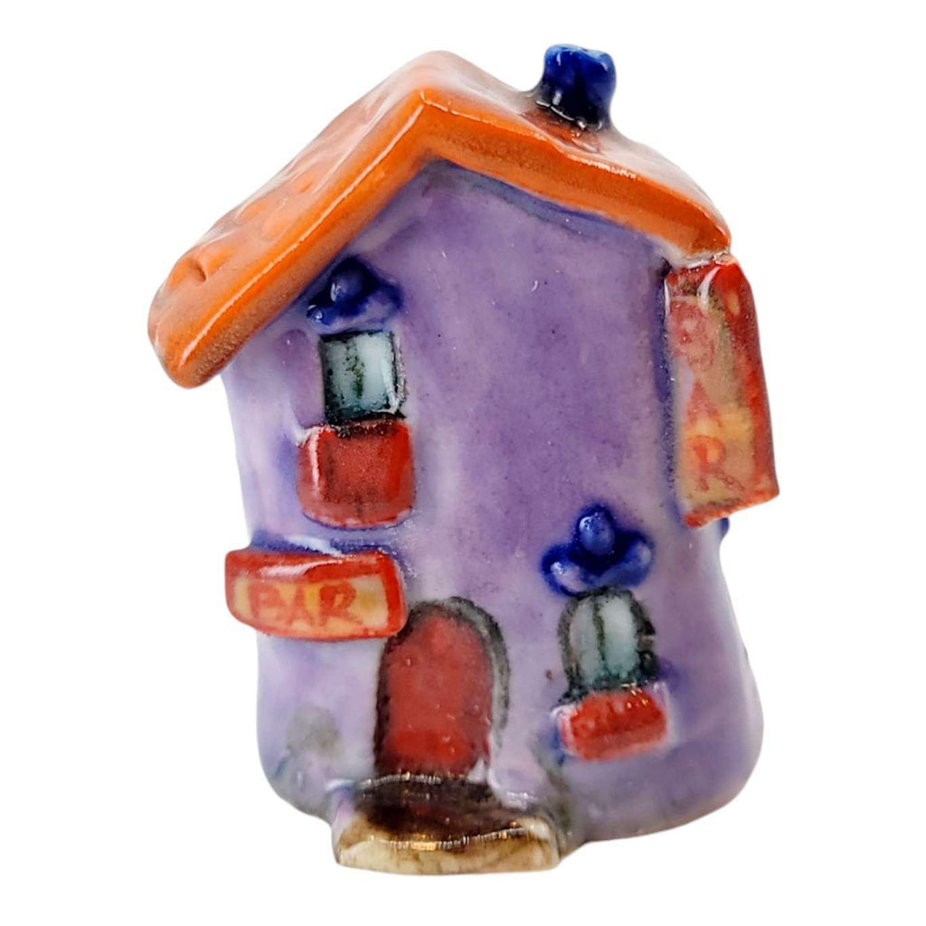 Tiny House - Purple Bar Red Door Rust Roof by Mist Ceramics