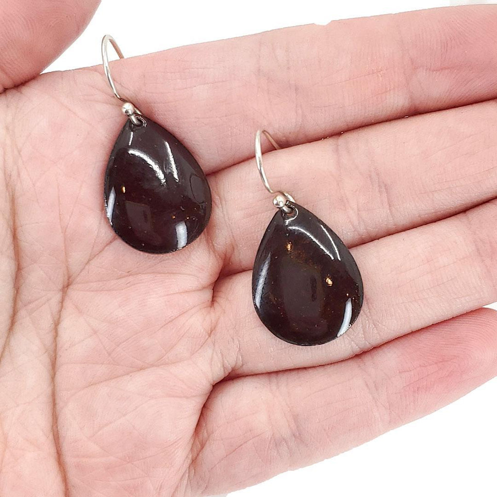 Earrings - Small Teardrop Solid (Espresso Brown) by Magpie Mouse Studios