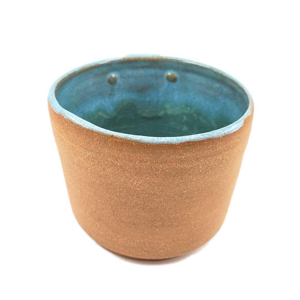 Friendly Planter-  M - Smiling with Hugs (Teal Interior) by Kathy Manzella Ceramics