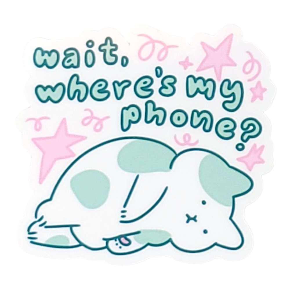 Sticker - Wait, Where’s My Phone Cat by Laura Zeng