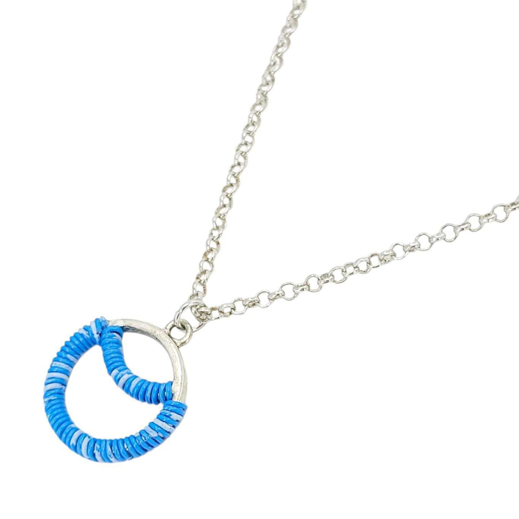 Necklace - Sunrise Circle (Variegated Blue Telecom Wire) by XV Studios