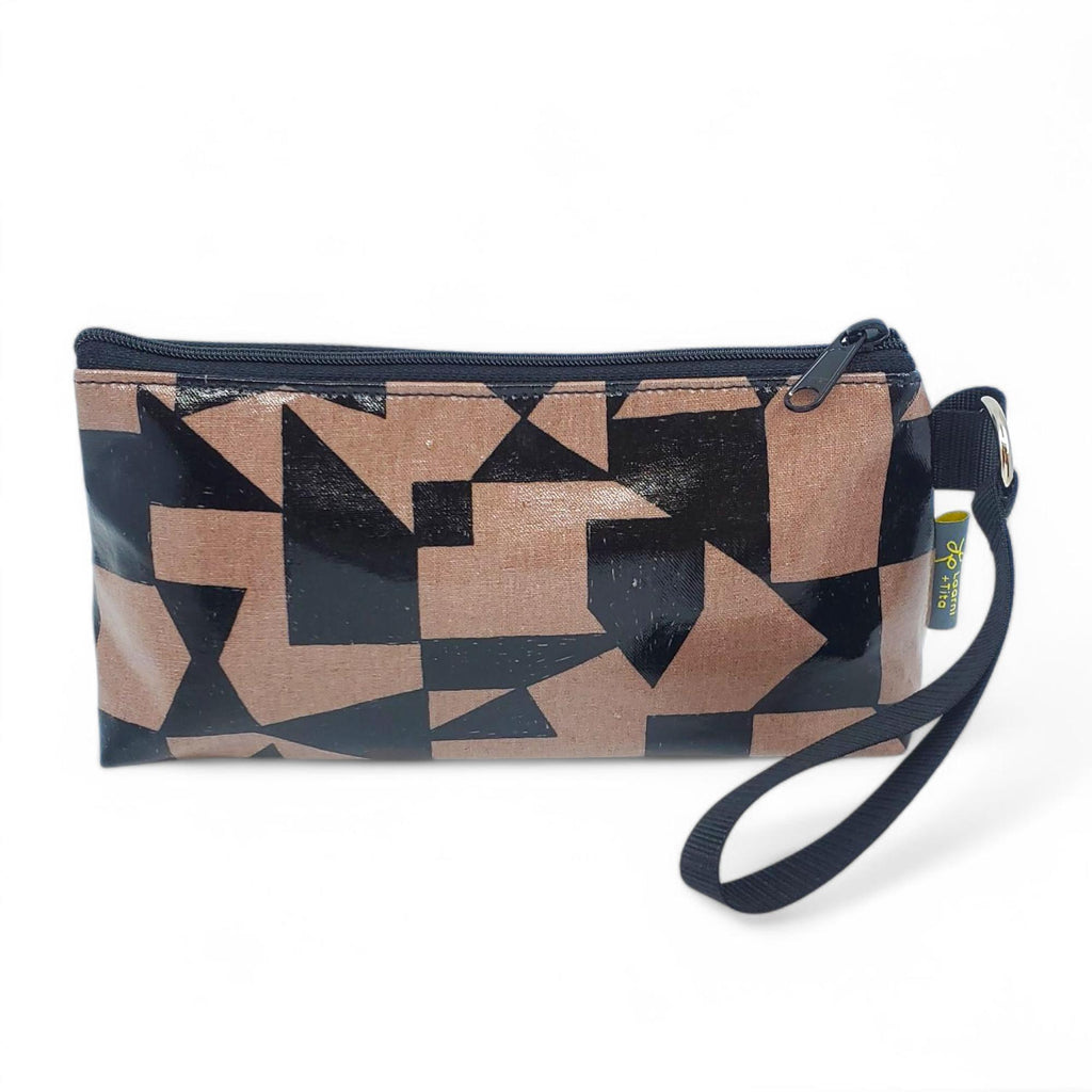 Makeup Bag - Small - Black Geo on Mauve by Laarni and Tita