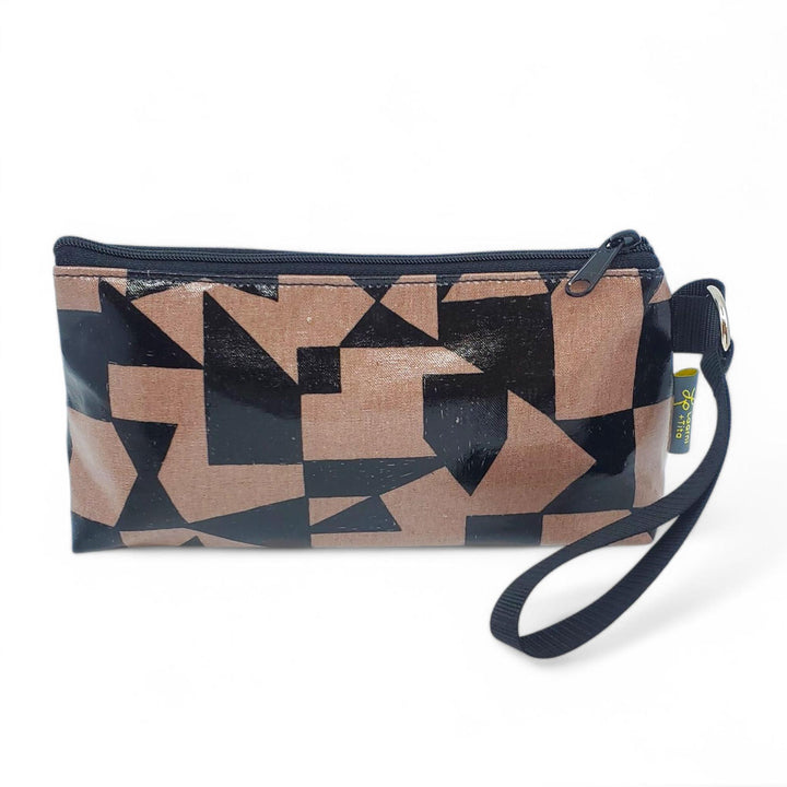 Makeup Bag - Small - Black Geo on Mauve by Laarni and Tita