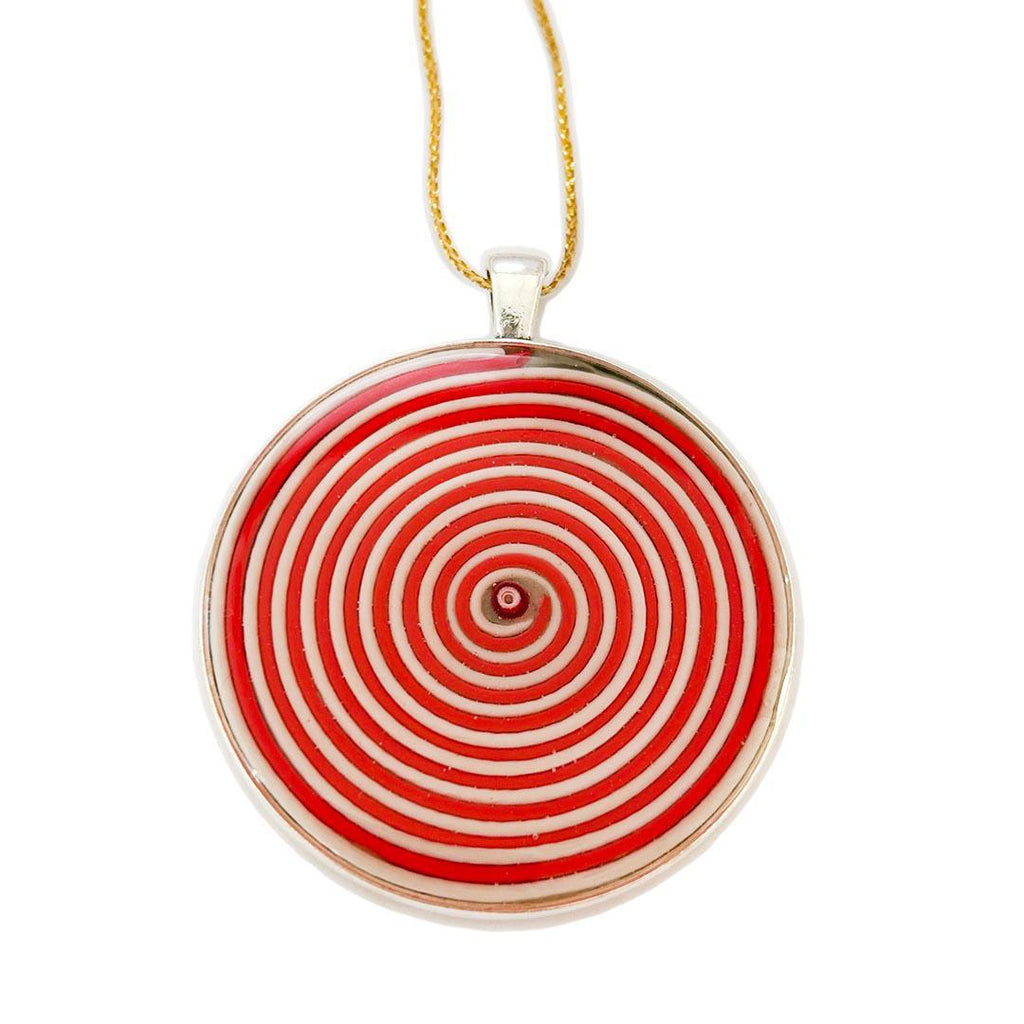 Ornament - Red and White Swirl Ornament by XV Studios