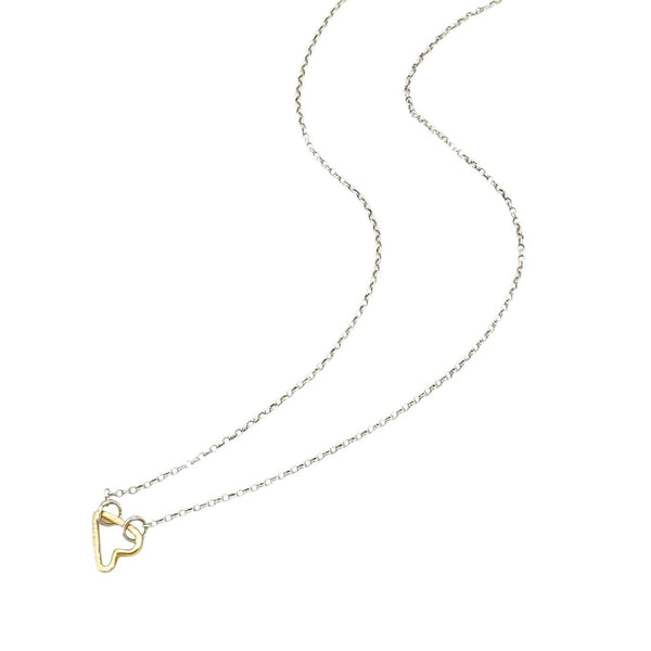 Necklace - Heart Cutout in 14k Yellow Gold with Sterling Silver Chain by Michelle Chang