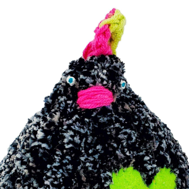Plush Toy - Medium Speckled Black Chicken (Green Heart) by Moyo Workshop