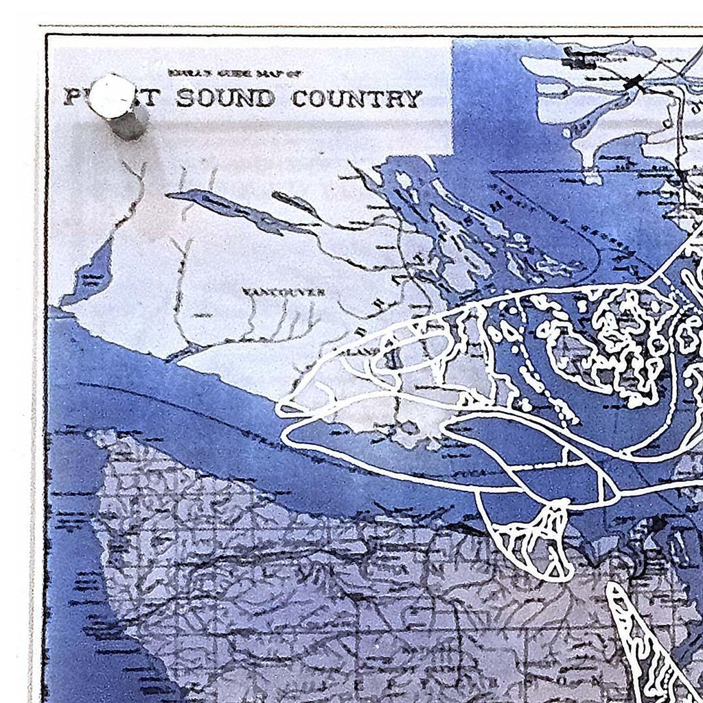 Wall Art - 12x12in - Orca Pair Puget Sound Region Floating Frame Map by Modern Terrain