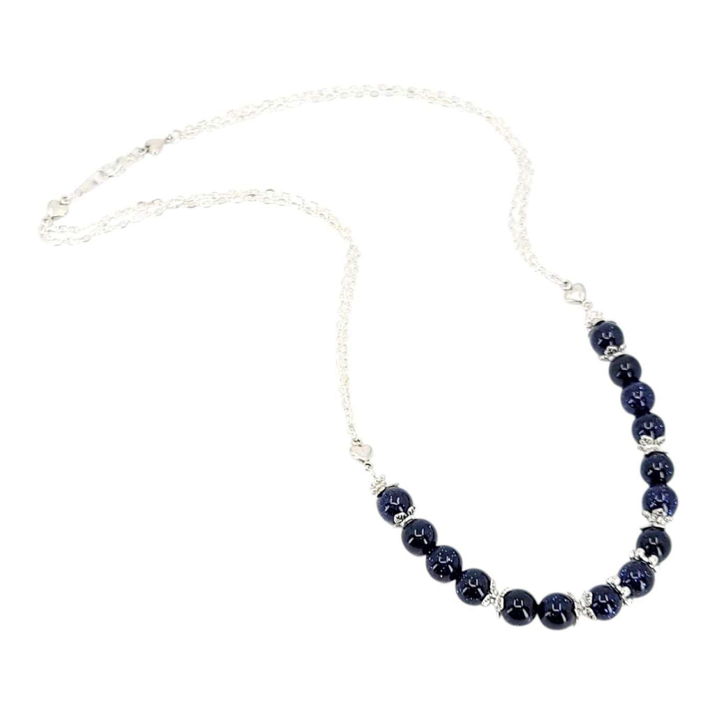 Necklace - Blue Goldstone Bead Chain by Tiny Aloha