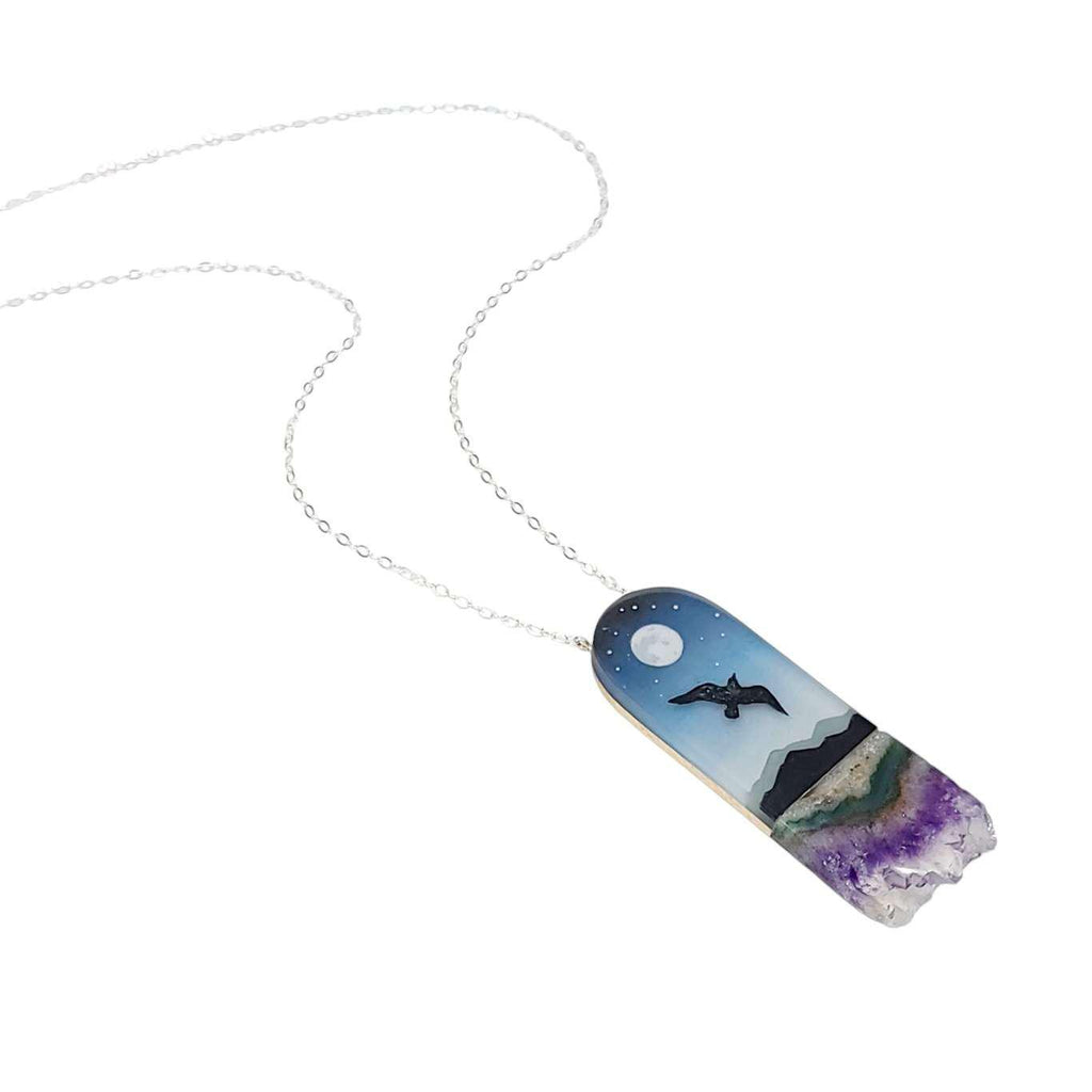 Necklace - Amethyst Messenger Flying Bird by Fernworks