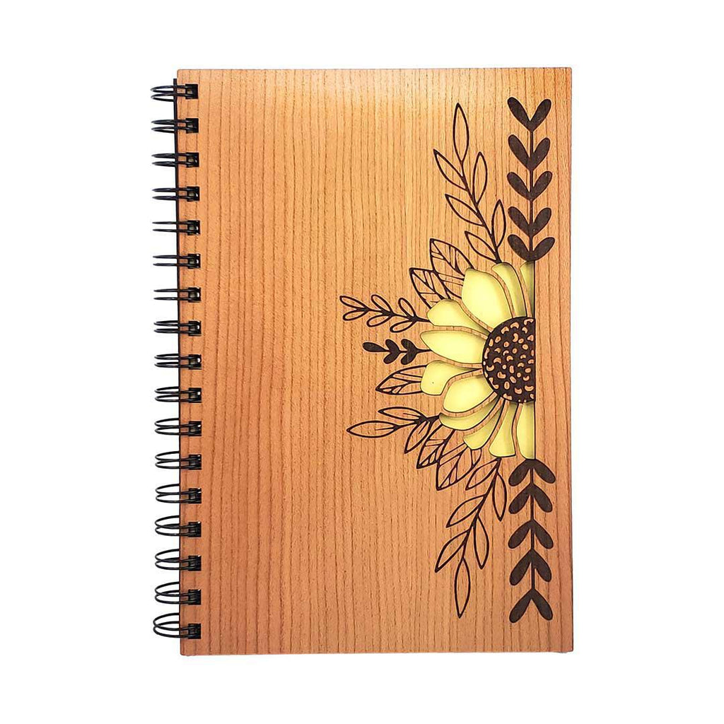 Journal - Sunflower Cutout Wood Cover with Lined Pages by Bumble and Birch