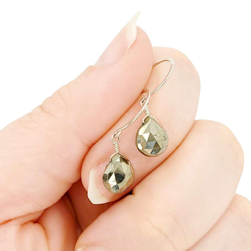 Earrings - Sterling Gemstone Drops (Pyrite) by Foamy Wader