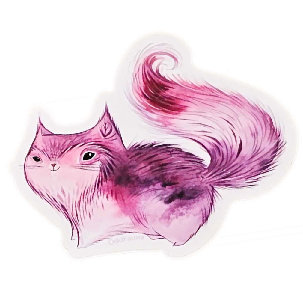 Stickers - Floof the Pink Cat Vinyl Sticker by Odd Fauna