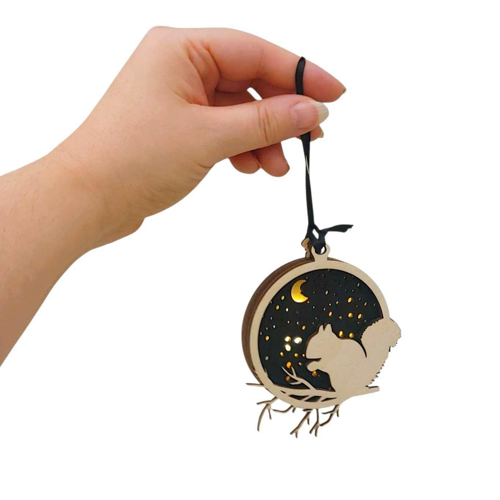 Ornament - Light Up Wood (Squirrel) by Squirrel Tacos Papercuts