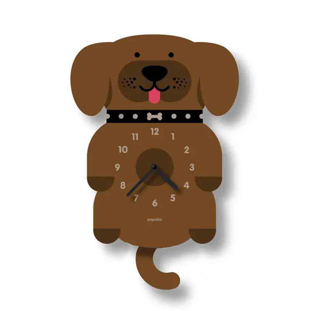 Acrylic Clock - Brown Puppy Pendulum by Popclox
