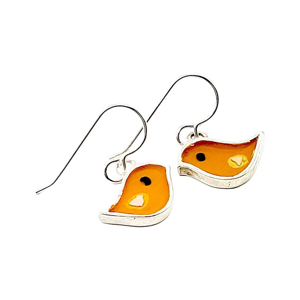 Earrings - Single Birds (Orange) by Happy Art Studio