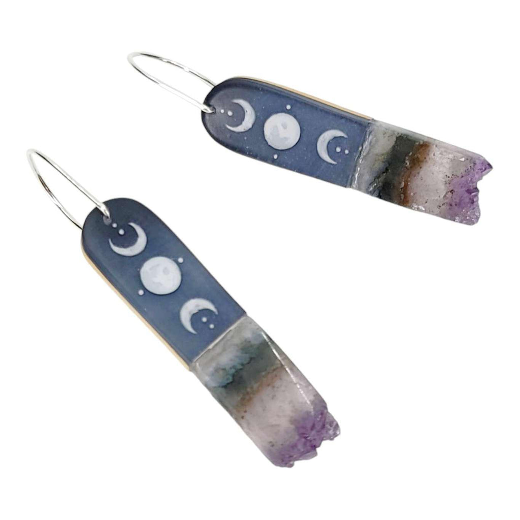 Earrings - Crystal Moons (Amethyst) by Fernworks