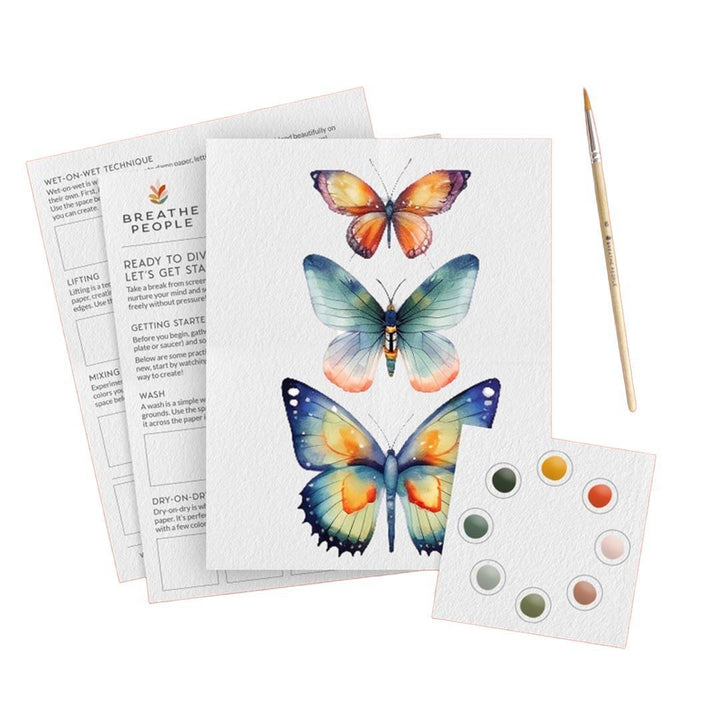 Watercolor Kit - Butterflies All in One Beginner by Breathe People