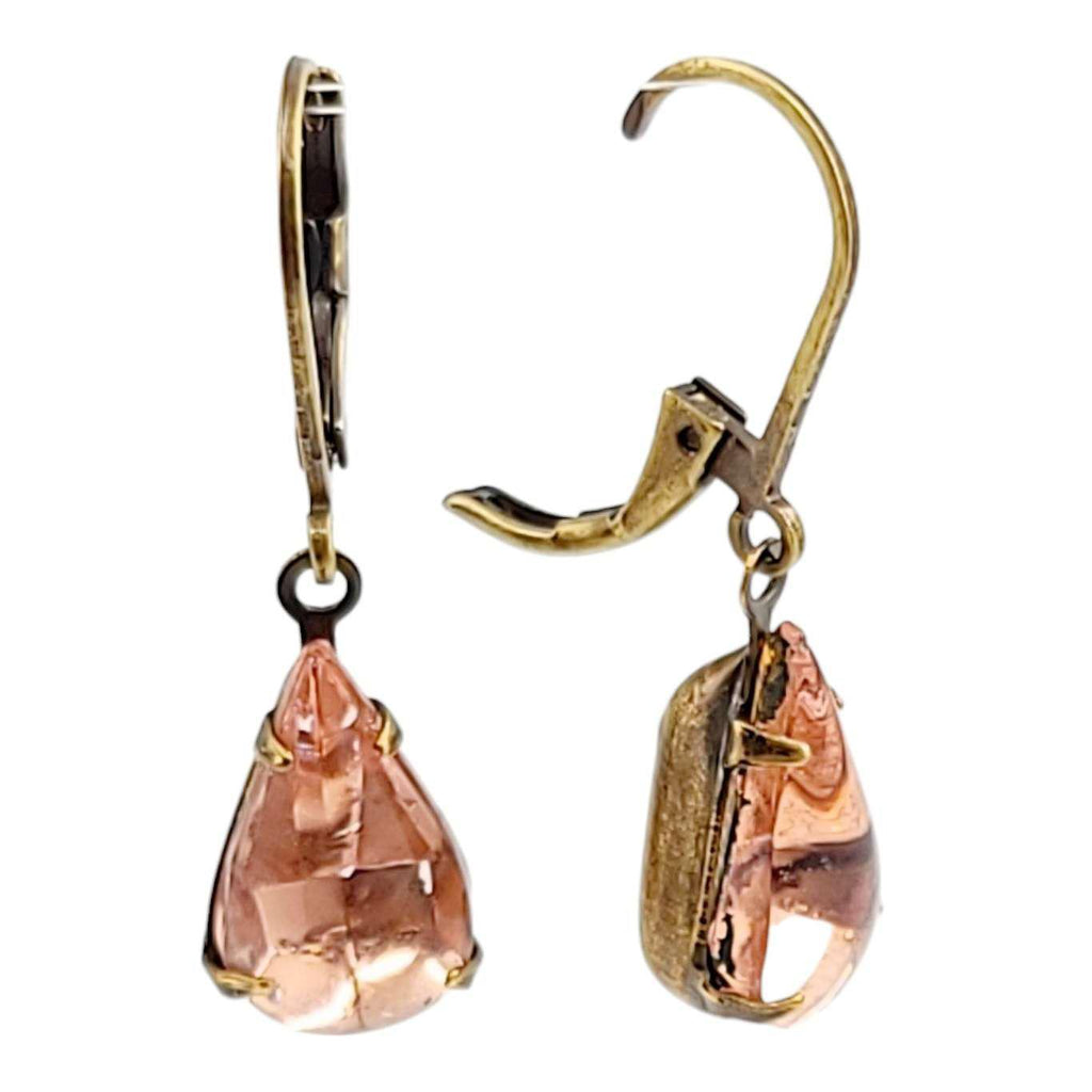 Earrings - Reds and Pinks - Brass Vintage Rhinestone Dangles (Assorted Styles) by Christine Stoll | Altered Relics