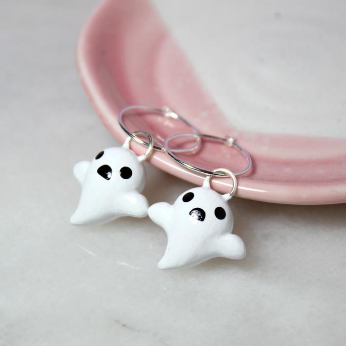 Earrings - Ghost Hoops by Mariposa Miniatures