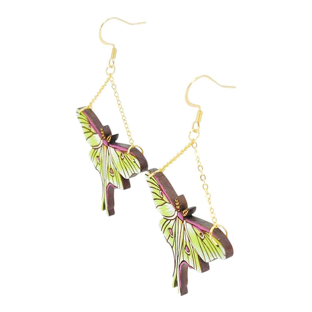 Earrings - Luna Moth (Gold French Hooks) by Fresh Cuttery