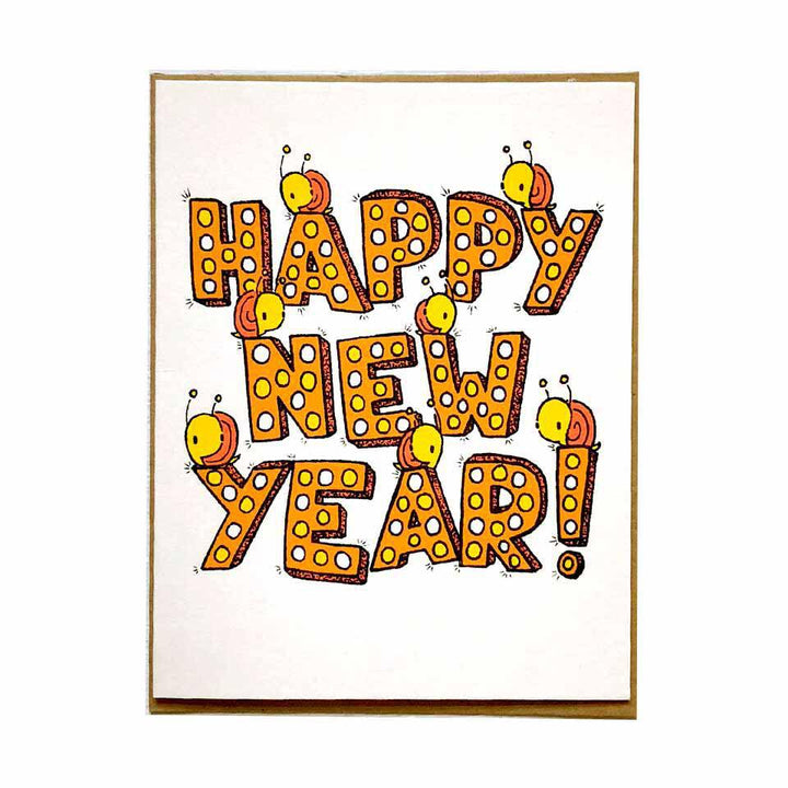 Holiday Card- Happy New Year Snails by Everyday Balloons Print Shop