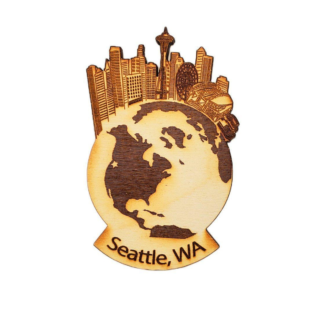 Magnet - Seattle Skyline Globe Magnet by The Handmade Showroom