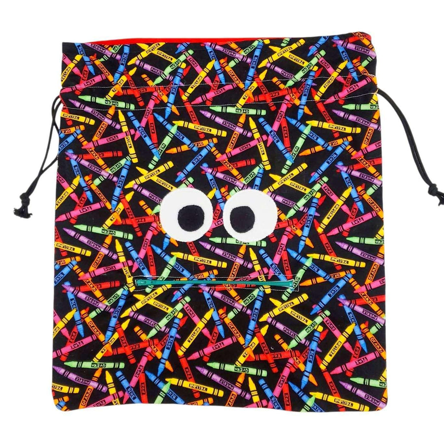 Bag - Chomper Buddy Drawstring (Crayons Red) by Peek A Boo Plush, image 3 of 5