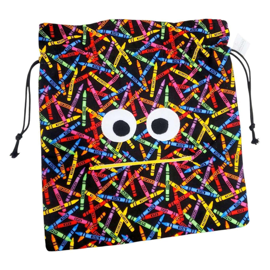 Bag - Chomper Buddy Drawstring (Crayons Yellow) by Peek A Boo Plush, image 3 of 5