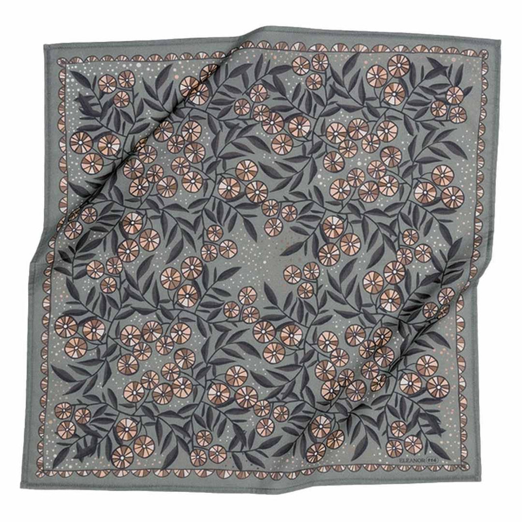Bandana - Eleanor (Gray Floral) by Handker Bandanas