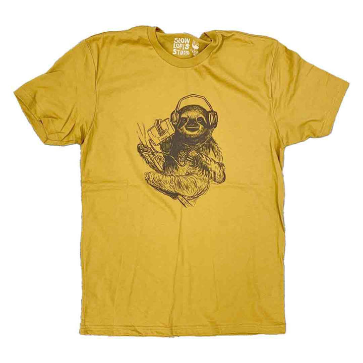 Adult Crew Neck* - Slow Jams Sloth Golden Curry Tee (Small - Last One!) by Slow Loris