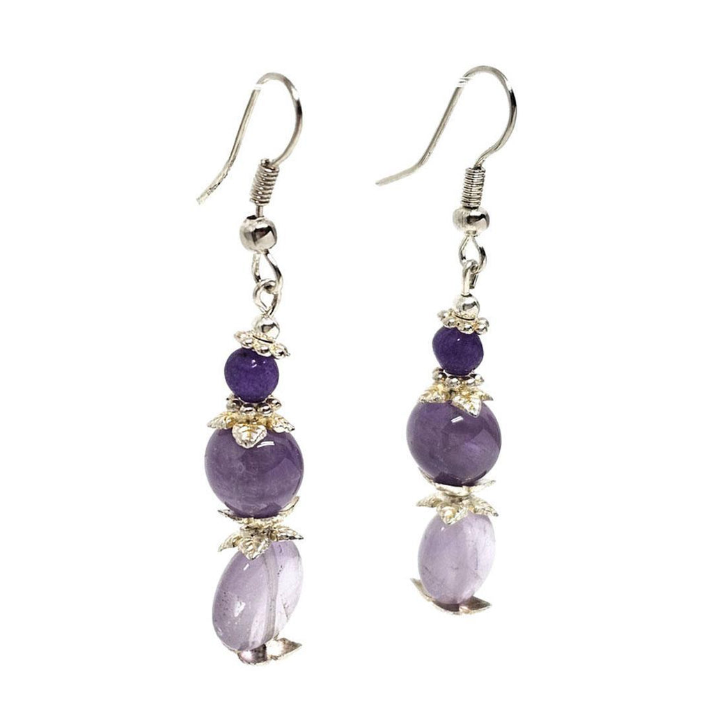 Earrings - Amethyst drops Silver plate by Tiny Aloha