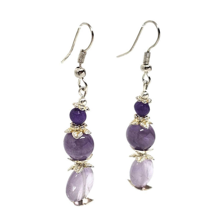 Earrings - Amethyst drops Silver plate by Tiny Aloha