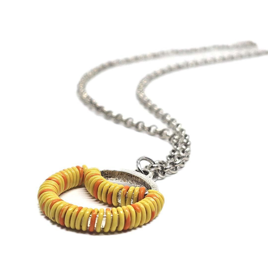 Necklace - Sunrise Circle - Sunny Yellow Communication Wire by XV Studios