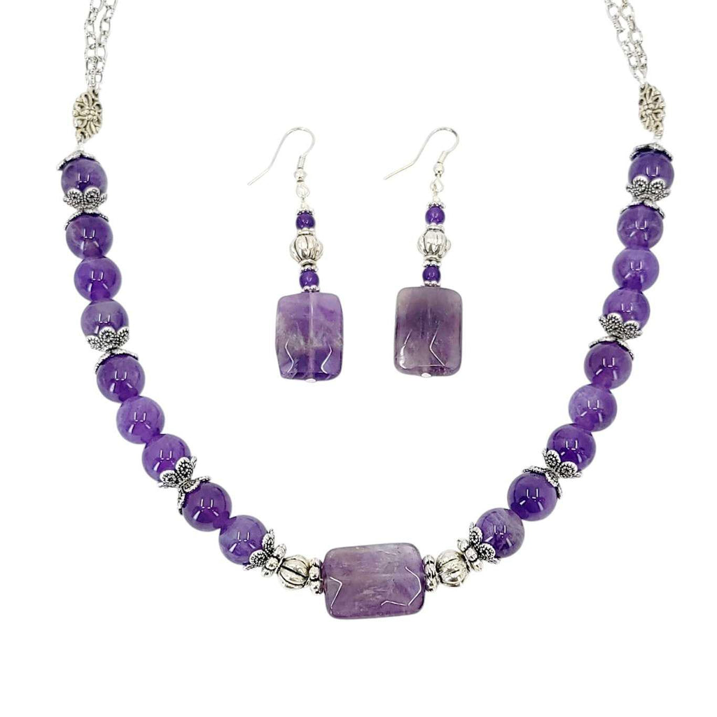 Earrings - Amethyst Rectangle Drops by Tiny Aloha