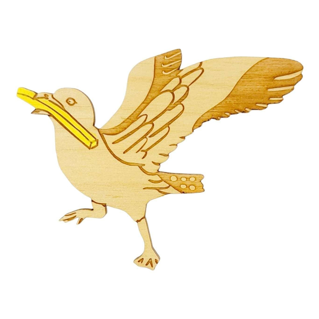 Wooden Magnet - Small - Seagull (Natural) by SnowMade