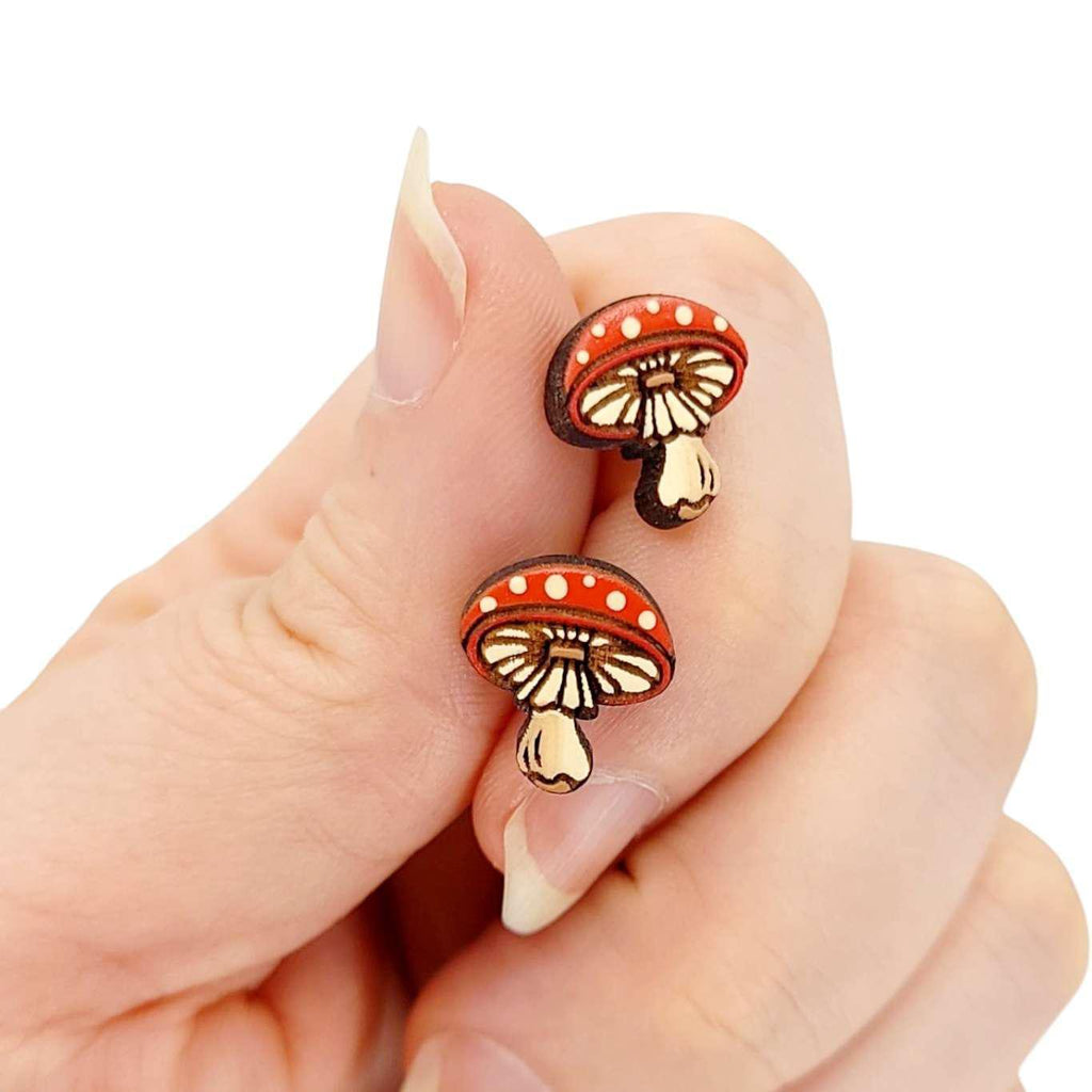 Earrings - Amanita Mushroom (Studs) by Fresh Cuttery