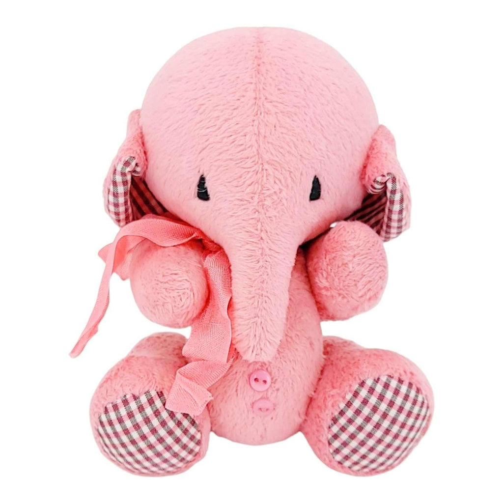 Plush - Pink Elephant with Plaid and Bow by Frank and Bubby