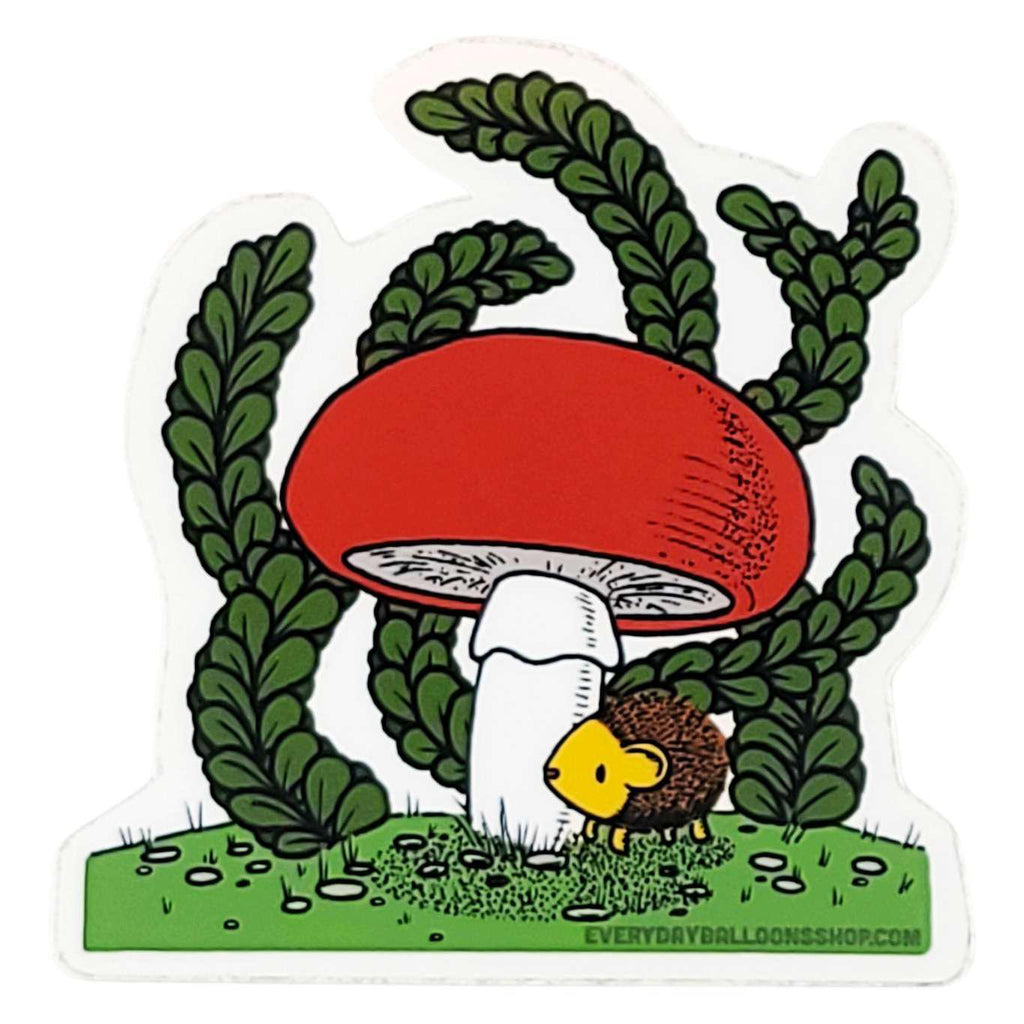 Sticker - Hedgehog and Mushroom by Everyday Balloons Print Shop