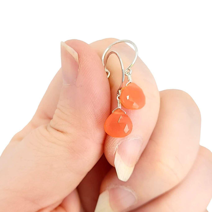 Earrings - Sterling Gemstone Drops (Pink Chalcedony) by Foamy Wader