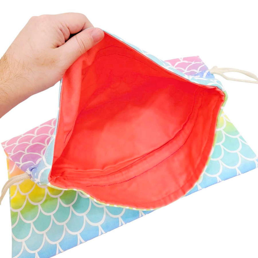 Bag - Chomper Buddy Drawstring (Mermaid Scales Pink) by Peek A Boo Plush, image 2 of 5