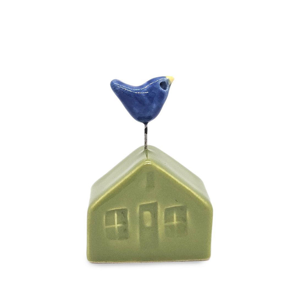 Tiny Pottery House - Grass Green with Bird (Assorted Colors) by Tasha McKelvey