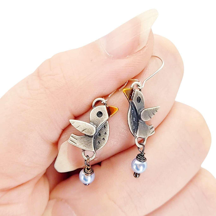 Earrings - Lovebirds (Sterling Silver) by Chickenscratch