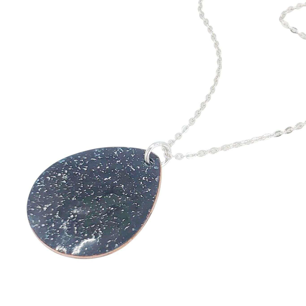 Necklace - Seattle Skyline Large Teardrop (Gray Turquoise) by Magpie Mouse Studios