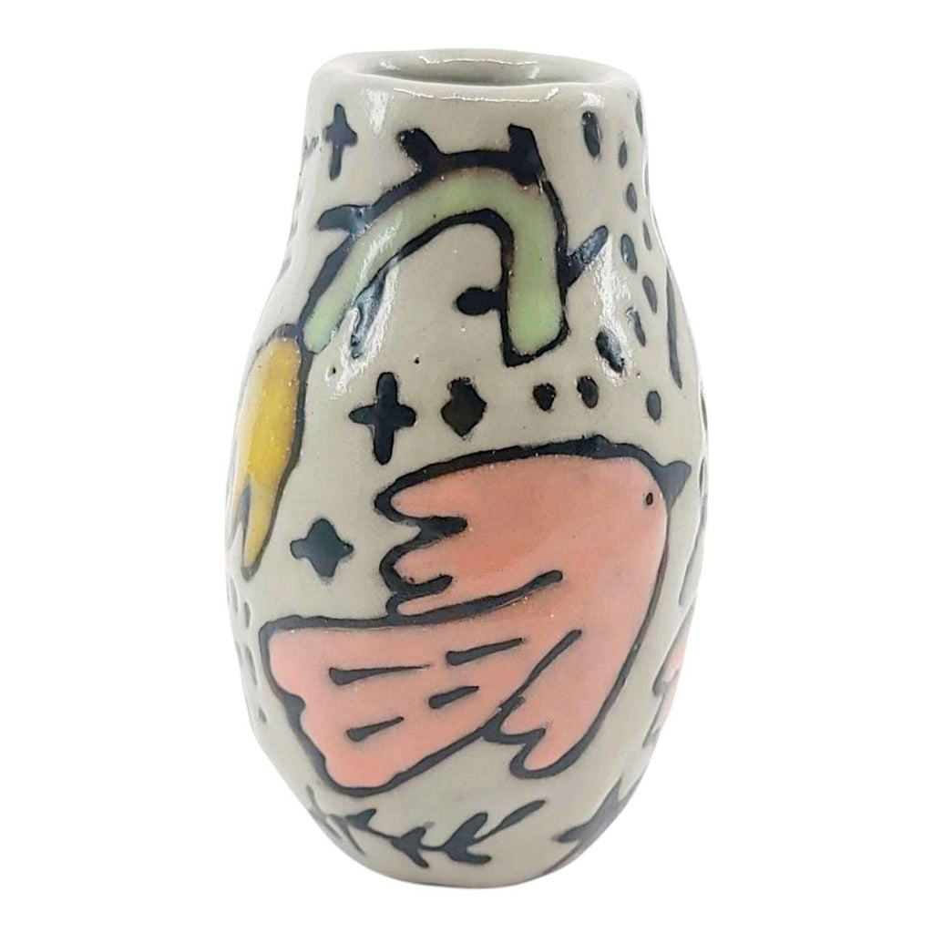 Mini Vase - Flying Birds (Whites and Grays) by Leslie Jenner