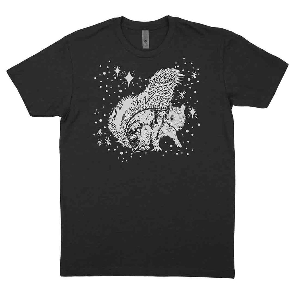 Adult Crew Neck* - Cosmic Squirrel Charcoal Grey Tee (XS & 2X Only) by Starfangled Press