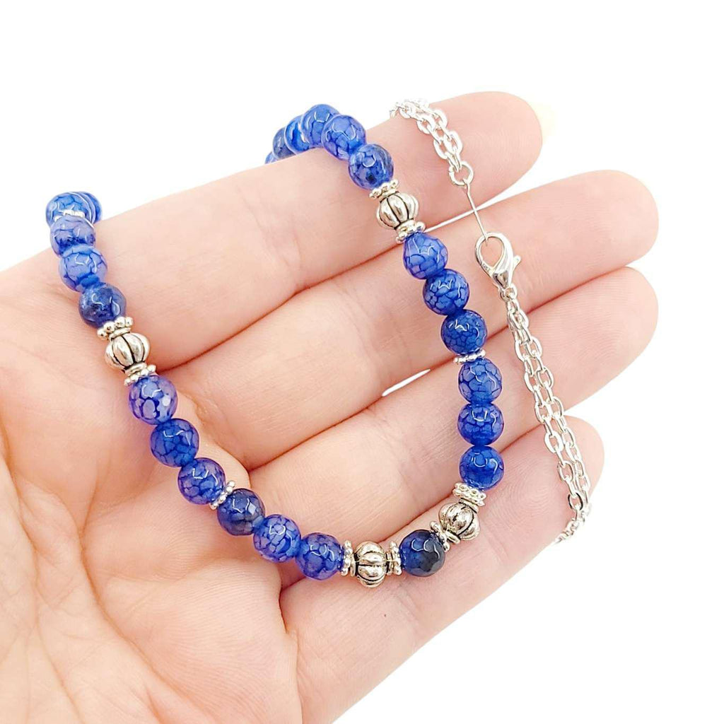 Necklace - Bead Chain (Cobalt Dragon’s Vein Agate) by Tiny Aloha