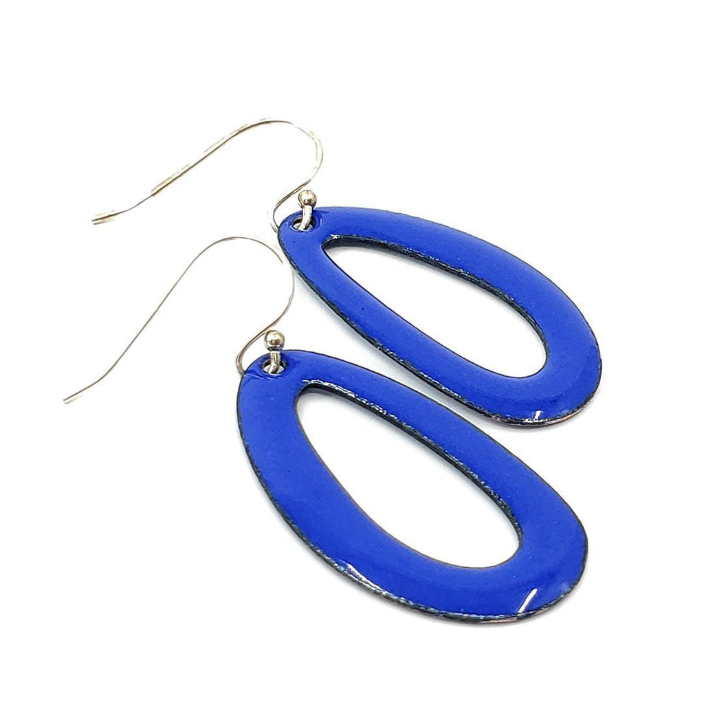 Earrings - Organic Oval (Solid Cobalt Blue) by Magpie Mouse Studios