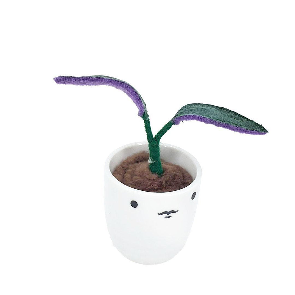 Collectible - Little Sprout Fabric Plant (Mustachioed Two Purple Leaves) by World of Whimm