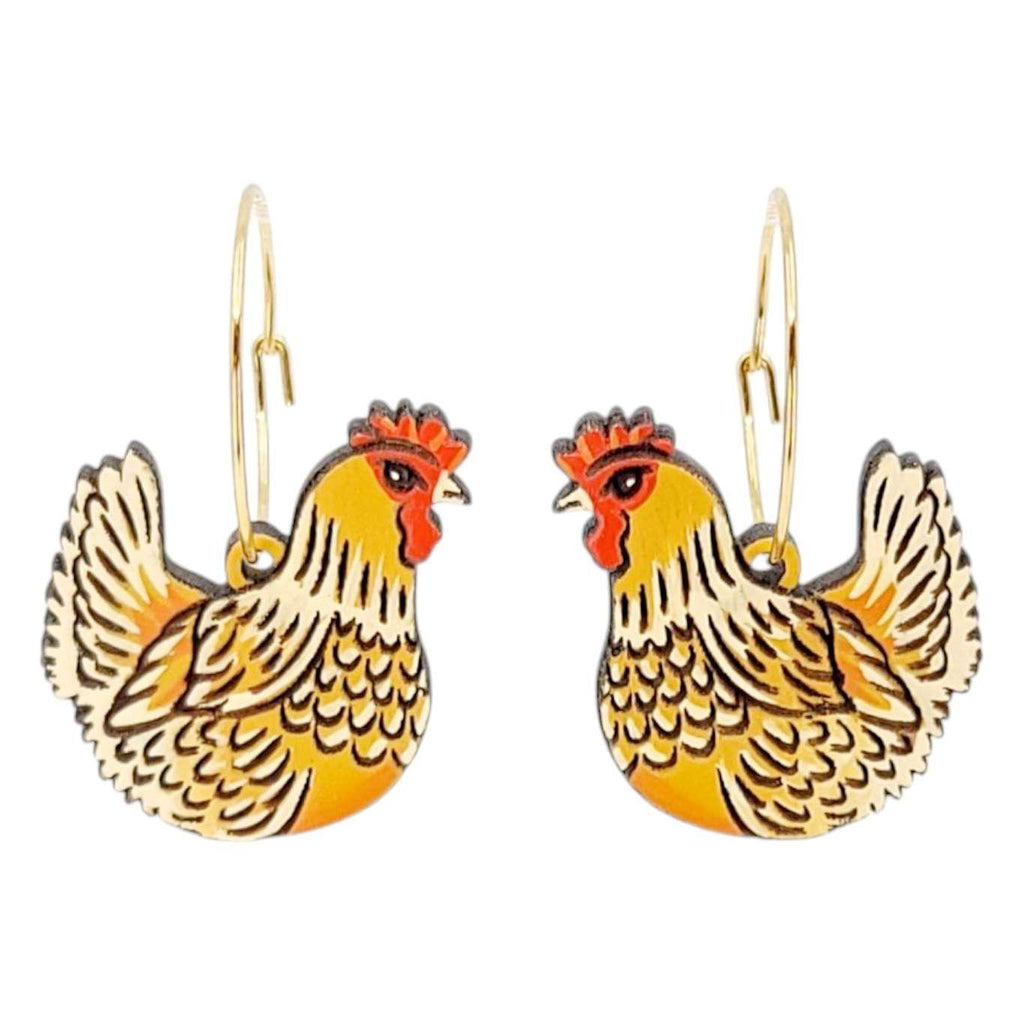 Earrings - Buff Orpington Chicken (Gold Hoops) by Fresh Cuttery