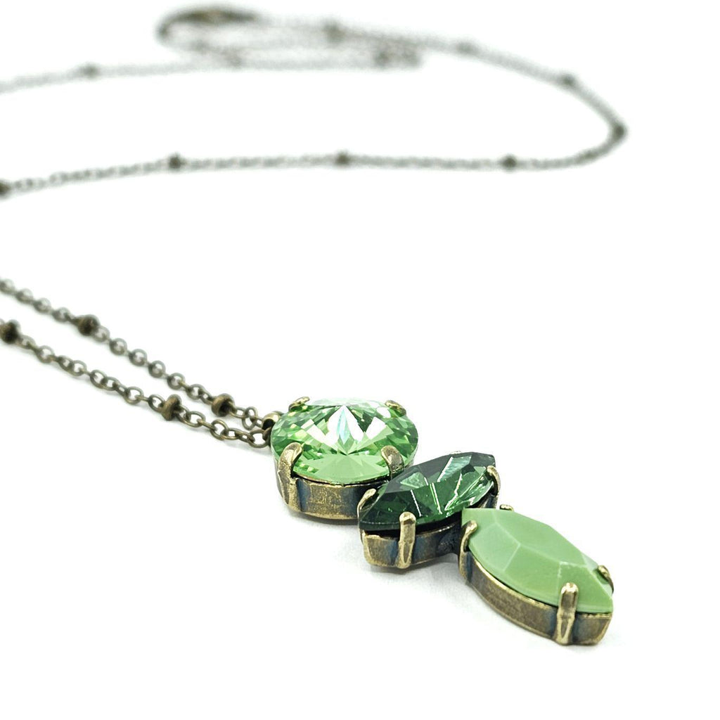 Necklace - Stack - Triple Mixed Greens (Brass) by Christine Stoll | Altered Relics